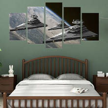 Espaço navio espacial hd impressões da lona arte pintura para sala de estar decoração da parede 5 peças imagem star destroyer guerras mundo cartaz 2024 - compre barato