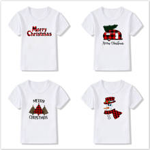 Летняя забавная модная детская футболка с рисунком рождественской елки, футболка с коротким рукавом для маленьких мальчиков и девочек, детские белые топы 2024 - купить недорого