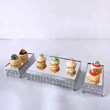 silver or gold mirror cupcake stand crystal metal cake tray cake stand High-grade electroplated mirror 2024 - buy cheap