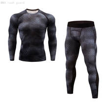 Brand Men's Compression Shirt + Leggings 2 Piece Tracksuit rash guard Male Sweat Training pants Bodybuilding T-Shirt MMA kit 4xl 2024 - buy cheap