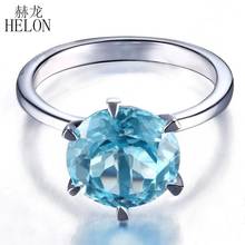 HELON-anillo de compromiso de Plata de Ley 925 con Topacio Azul, anillo de boda con piedras preciosas redondas de 9mm, joyería fina 2024 - compra barato