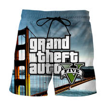 Grand Theft-bañador corto con estampado 3D para hombre, pantalones cortos de playa holgados e informales, pantalones de moda de tablero de Hip Hop, GTA 5 2024 - compra barato