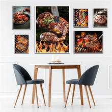 Pósteres e impresiones nórdicos para Decoración de cocina, pintura en lienzo para pared, Delicious Steak Chili Fire BBQ, arte para sala de estar 2024 - compra barato
