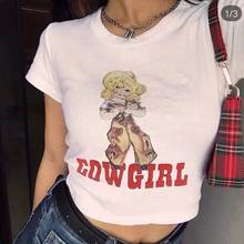 Chic Cow Girl T Shirt Women Summer BM Fashion Girls Funny Cartoon Tshirt Crop Tops Women Streetwear Harajuku Skinny Tee Shirt 2024 - buy cheap