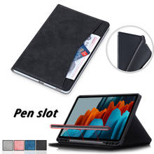 2020  with Pencil Holder Cover For Samsung Galaxy Tab S7 plus Case 12.4" SM-T970 T975 Wallet Smart Protective Cover Tab S7+ Case 2024 - buy cheap