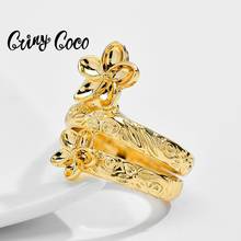 Cring Coco Handmade Romantic Flower Rings Female Fashion Gold Color Plumeria Ring Ladies Engagement Accessories for Women 2020 2024 - buy cheap