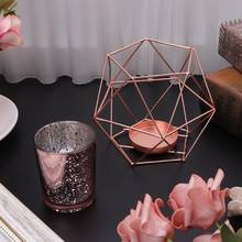Candelabro geométrico 3D de estilo nórdico, candelabro de Metal, decoración del hogar para boda, Q0KA 2024 - compra barato