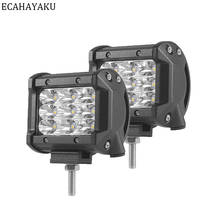 ECAHAYAKU-Barra de luz Led de trabajo de tres filas para motocicleta, haz puntual de 27W y 6000K, 4 pulgadas, para SUV, Jeep, Rubion, JK, Chevy, GMC, UTE, 2 unidades 2024 - compra barato