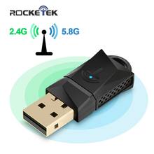 Rocketek 600 Мбит/с двухдиапазонный беспроводной USB WiFi адаптер RTL8188CU Wi-Fi Ethernet приемник ключ 2,4G 5 ГГц для ПК Windows 2024 - купить недорого