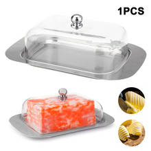 New Stainless Steel Butter Tray Box Container Transparent Dessert Cheese Storage Server Tray With Lid Kitchen Tableware 2024 - buy cheap