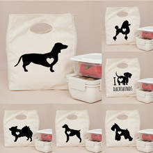 Pet Dogs Printed Fresh Cooler Bags Canvas Portable Thermal Insulated Lunch Bags for Women Kids Picnic Bento Box Totes Food Pouch 2024 - buy cheap