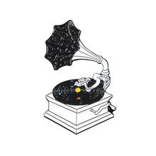 Винтажная классическая черная записывающая металлическая брошь с эмалью черный белый граммофон звезда диск значок булавка креативная Модная бижутерия 2024 - купить недорого