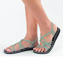 Sandalias romanas de verano para mujer, zapatos con nudo de cuerda a juego, 35-43 talla grande, 2020 2024 - compra barato
