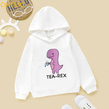 Tea-Rex Dinosaur Cartoon Print Hoody Girls/Boys Kids Clothes Harajuku Kawaii Graphic Sweatshirt Winter Children Clothing Hoodies 2024 - buy cheap