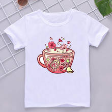 Glass Sakura Tea Kids T-Shirt 2021 New Summer T-Shirt Short Sleeve White Tshirt Baby Girl/Boy Kawaii Top Tees 2024 - buy cheap