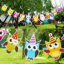 10pcs/Set Owl Pulling Flag Children's Birthday Party Decoration DIY Paper String Banner Cartoon Bunting Room Dress Up Supplies 2024 - купить недорого