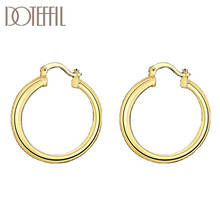 DOTEFFIL 925 Sterling Silver 34mm 18K Gold Circle Hoop Earrings For Women Gift Fashion Charm Engagement Wedding Jewelry 2024 - buy cheap