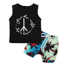 Newborn Baby Boys 2-piece Outfit Set Sleeveless Print Tops+Coconut Tree Print Shorts Set Summer 2024 - buy cheap