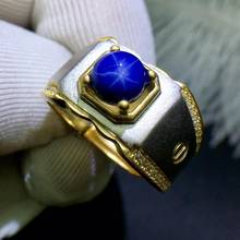 Man Ring Wedding  Man Ring Blue  Star sapphire ring  925 sterling silver Fine handworked jewelry Finger rings 2024 - buy cheap