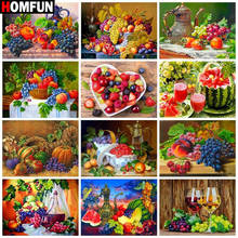 Homfun pintura diamante quadrado completo/redondo diamante "paisagem de frutas" padrão bordado ponto cruz 5d strass pintura 2024 - compre barato