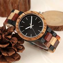 Простые винтажные деревянные часы, мужские часы, уникальный смешанный цвет, полностью деревянные кварцевые часы, кварцевые мужские часы, часы Woody Relogio Masculino 2024 - купить недорого