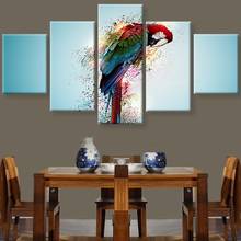 Embelish 5 Pieces Modern Animals Wall Art Posters For Living Room Colorful Parrot HD Canvas Painting Home Decor Modular Pictures 2024 - buy cheap