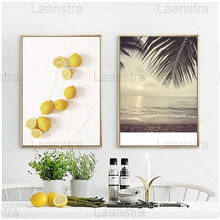 Pintura de paisaje costero para decoración del hogar, lienzo de pared para sala de estar, impresiones simples de limón amarillo e imágenes 2024 - compra barato