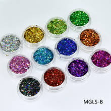 Holographic Nail Glitter 12 Colors Holo Laser Superfine Cosmetic festival Powder Nail Pigment Holo Nail Art Powder Craft Sequin 2024 - buy cheap