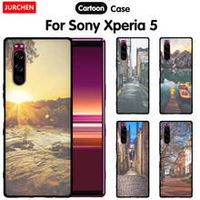 Jurchen caso para sony xperia 5 2019 caso capa de silicone para sony 5 j8210 j8270 j9210 capa de moda impressão para sony xperia 5 coque 2024 - compre barato