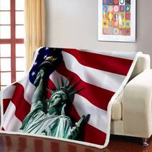 USA Flag Print Plush Bedding Sherpa Fleece Throw Blanket on Sofa Bed Winter Warm Blanket Teens Bedspread Custom Throw Blanket 2024 - buy cheap