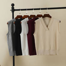 Autumn Winter Sweater Kamizelka Damska Solid Color V Neck Knitted Loose  Slim Vest Jumpers желетка вязанная 2024 - buy cheap
