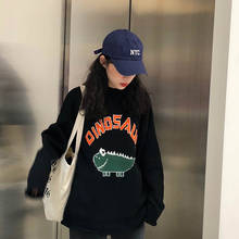 Dinosaur Winter Fashion Vintage Women Sweater Harajuku Letter Print O-neck Pullover Long Sleeve Loose Knitted Oversize Female 2024 - buy cheap