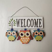 Pastoral Style Home Accessories Creative Personality Owl Listing Welcome To Welcome Store Wall Hanging 2024 - buy cheap