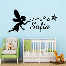 Fairy Blowing Stars Customized Girl Name Wall Decals Custom Baby Name Vinyl Sticker Wallpaper Art Mural Kids Children Room B521 2024 - buy cheap