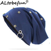 ALTOBEFUN New Fashion Women Men Hat Hip Hop With Rivet Beanies Casual Adult Thick Winter Bonnet Hat Warm Unisex Brand Cap AHT163 2024 - buy cheap