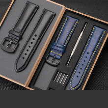 PEIYI-Correa de cuero genuino para reloj JY8078 AT8020, accesorio de repuesto para cadena de reloj, de 23mm, azul y negro 2024 - compra barato