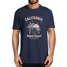 California West Coast Sunset And Beach Summer Men's 100% Cotton Novelty T-Shirt Unisex Humor Streetwear Funny Women Top Tee 2024 - buy cheap