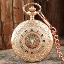 Bronze Golden Men Pendant Watch Mechanical Pocket Watch With Necklace Chain Steampunk Hand Wind Clock for Female Male relogio 2024 - buy cheap