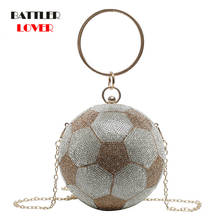 New Crystal Round Metal Handle Crossbody Bags Women Basketball Design Luxury Diamond Evening Bags Party Purse Clutch Handbags 2024 - compra barato