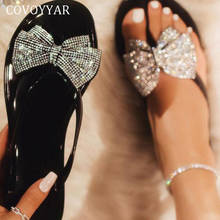 COVOYYAR 2022 Shining Women Slippers Summer Flat Woman Shoes Beach Slides Crystal Bow Jelly Shoes Flip Flops Big Size 41 WSL114 2024 - buy cheap