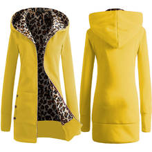 Женские зимние толстые пальто с капюшоном, Осенние леопардовые худи на молнии, пальто, верхняя одежда, женский корейский стиль, куртка с карманами 2024 - купить недорого