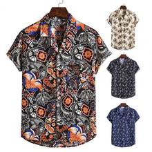 Camisas hawaianas informales para hombres, camisas de manga corta con cuello vuelto, Top de verano 2024 - compra barato