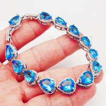 Fahion  Beautiful Waterdrop blue zircon stone Crystal Bracelet For Women Wedding Party Jewelry Female Bracelet Wholesale 2024 - buy cheap