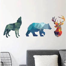 mamalook Animal 3D Geometric Shape Wall Sticker Wolf Deer Bear Background Decor Home Art Mural Decals Wallpaper 2024 - buy cheap