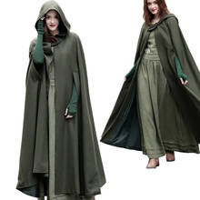Casaco feminino longo com capuz, fantasia, cosplay, floresta medieval, drds, bruxa, elven, traje para meninas 2024 - compre barato