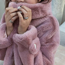 2021 Winter Fashion Fur Coat Women Long Furry Imitation Rabbit Fur Warm Casual Hooded Fur Plus Size Women's Coat 2024 - buy cheap
