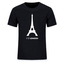 Camiseta de "I Love London" para hombre, camisa divertida de la Torre Eiffel, diseño romántico, de moda, de algodón, suave, Hipster, talla holgada 2024 - compra barato