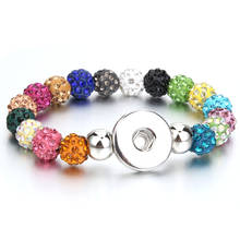 Pulseira de cristal argila colorido, pulseira feita à mão com botão de pressão de 10mm 18mm 20mm 2024 - compre barato