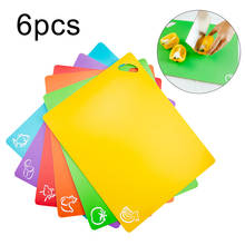 Tapetes rectangulares de plástico Flexible para cortar alimentos, alfombrillas antideslizantes de colores con iconos de comida, herramientas de cocina para cortar alimentos, 6 unids/set por juego 2024 - compra barato