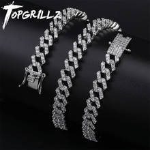 TOPGRILLZ  Miami 10mm Prong Setting Cuban Link Chain Gold Silver Plated Necklace Iced Out Cubic Zirconia Bling Hip hop Jewelry 2024 - buy cheap